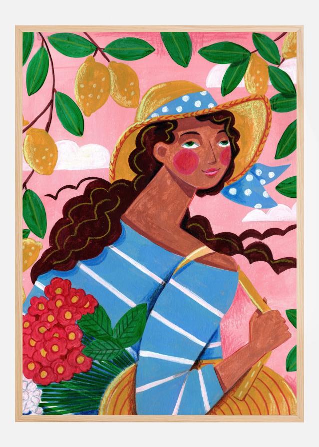 Portrait woman in Amalfi coast Italy Plagát