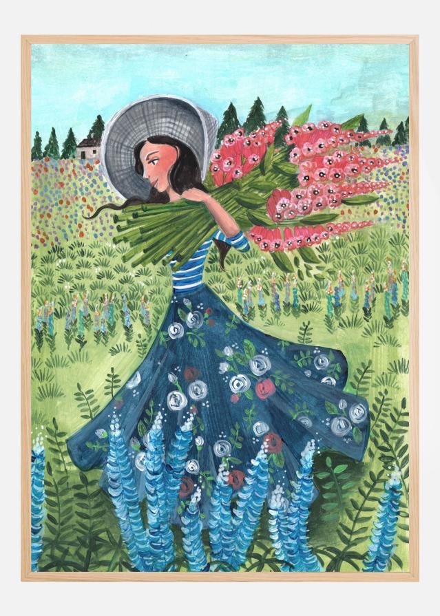 Walking with fieldflowers Plagát