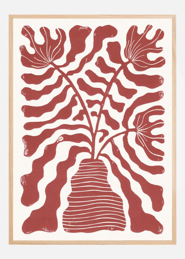 Red Flowers In a Vase Plagát