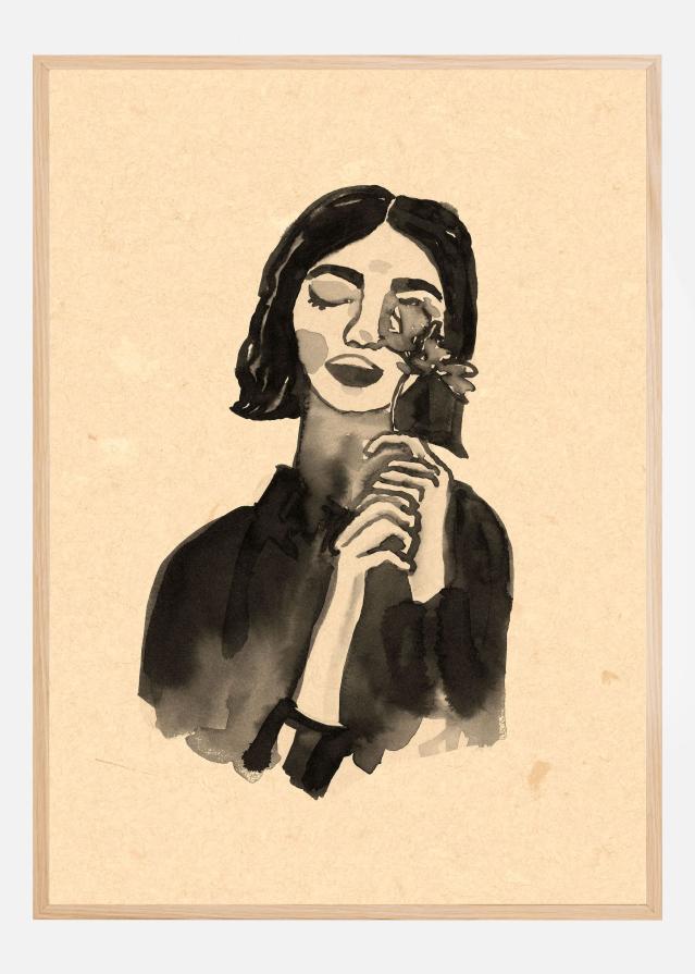 Girl With Flower Plagát