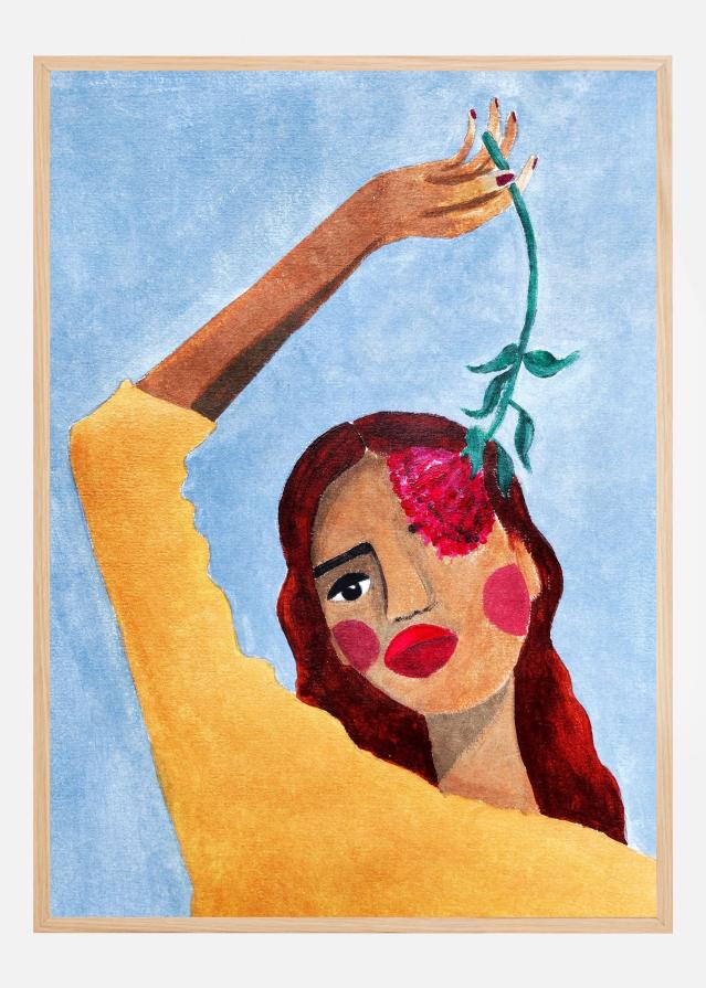 Magda with flower Plagát