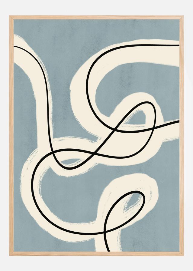 Minimalist line art in blue grey Plagát