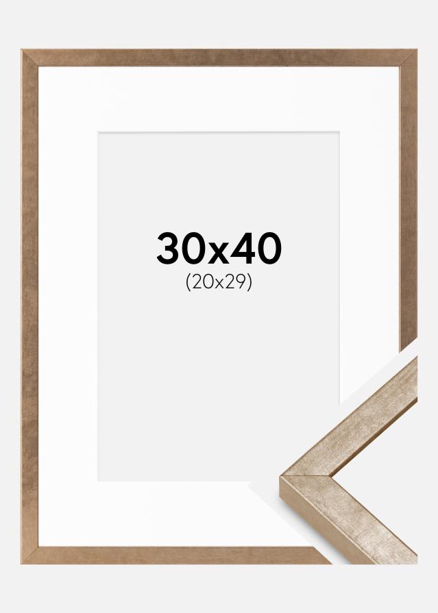 Rám Ares Mosadz 30x40 cm - Pasparty Biela 21x30 cm