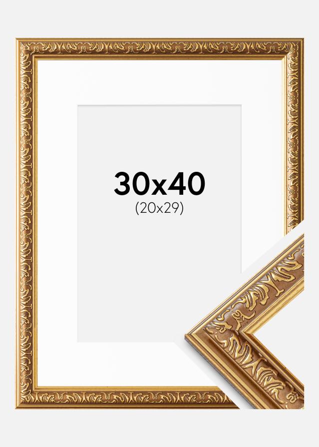 Rám Swirl Zlato 30x40 cm - Pasparty Biela 21x30 cm