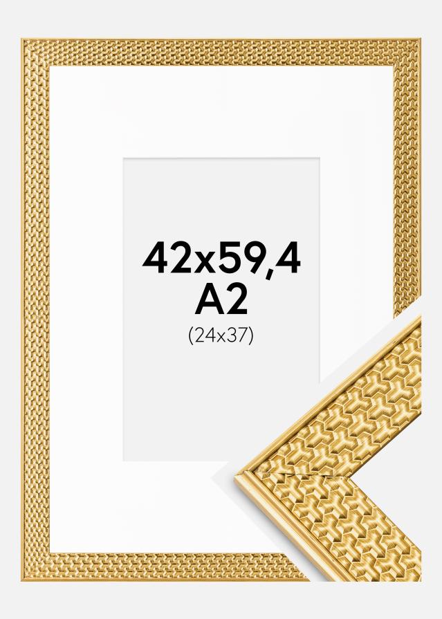 Rám Grace Zlatá 42x59,4 cm (A2) - Pasparta Biela 25x38 cm
