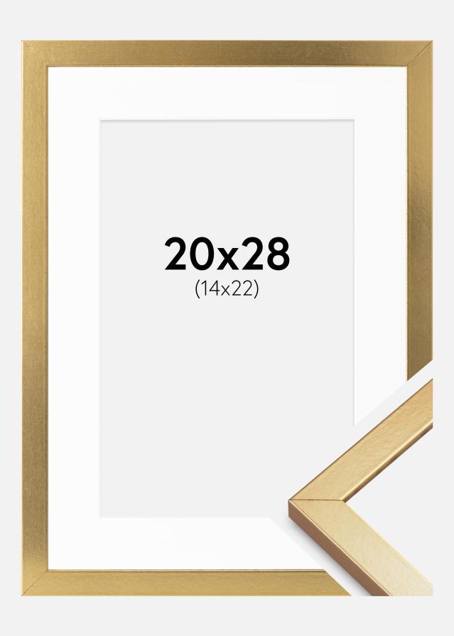 Rám Minerva Zlato 20x28 cm - Pasparty Biela 15x23 cm