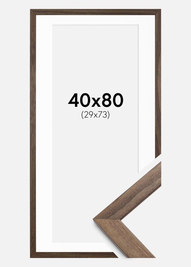 Rám Štýlová Orech 40x80 cm - Pasparta Biela 30x74 cm