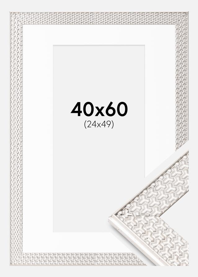 Rám Grace Strieborná 40x60 cm - Pasparta Biela 25x50 cm