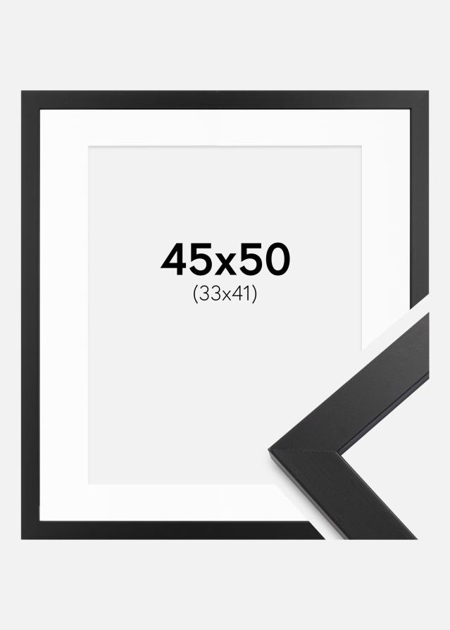 Rám Čierna Drevo 45x50 cm - Pasparty Biela 34x42 cm