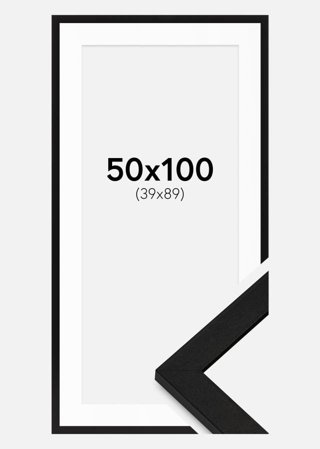 Rám BGA Classic čierna 50x100 cm - Pasparty Biela 40x90 cm