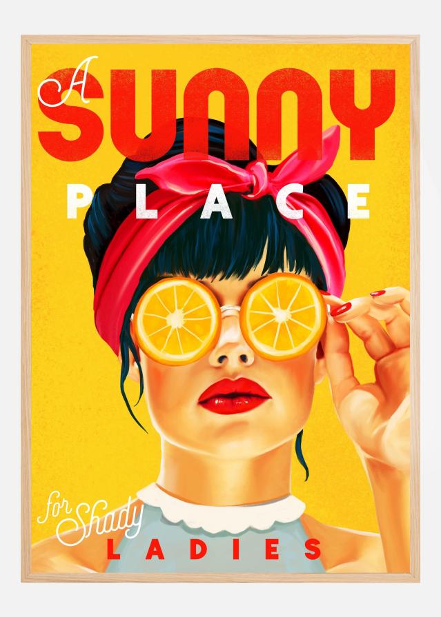 A Sunny Place For Shady Ladies Orange Pinup Art Plagát