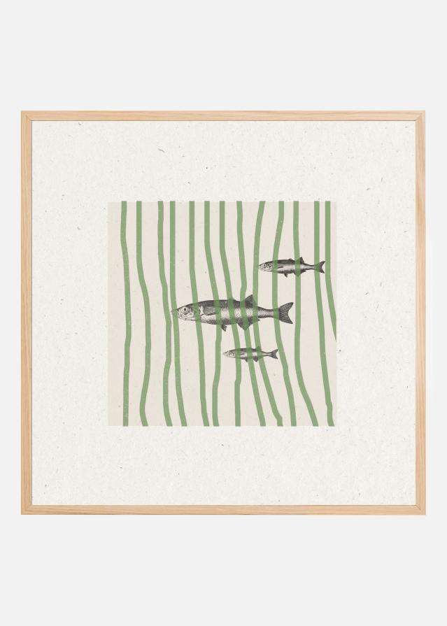 Fish in Striped Waves Plagát