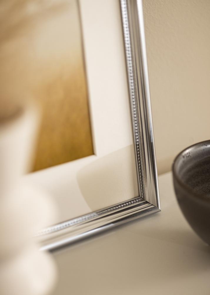 Rám Gala striebro 50x70 cm - Pasparty Biela 39x60 cm