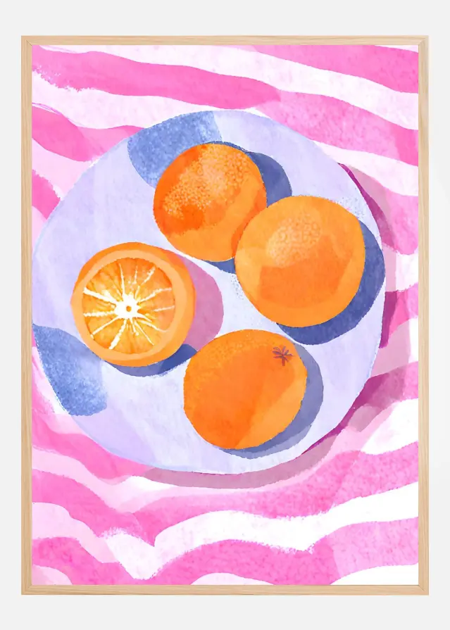 Orangen auf Teller Plagát