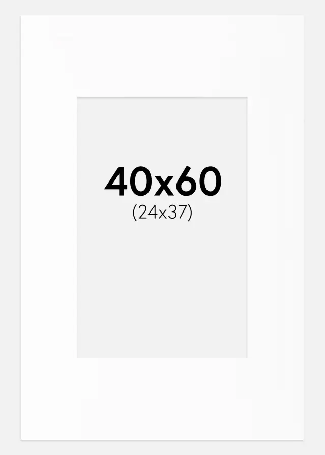 Pasparta Biela Štandardný Biely stred 40x60 cm (24x37)