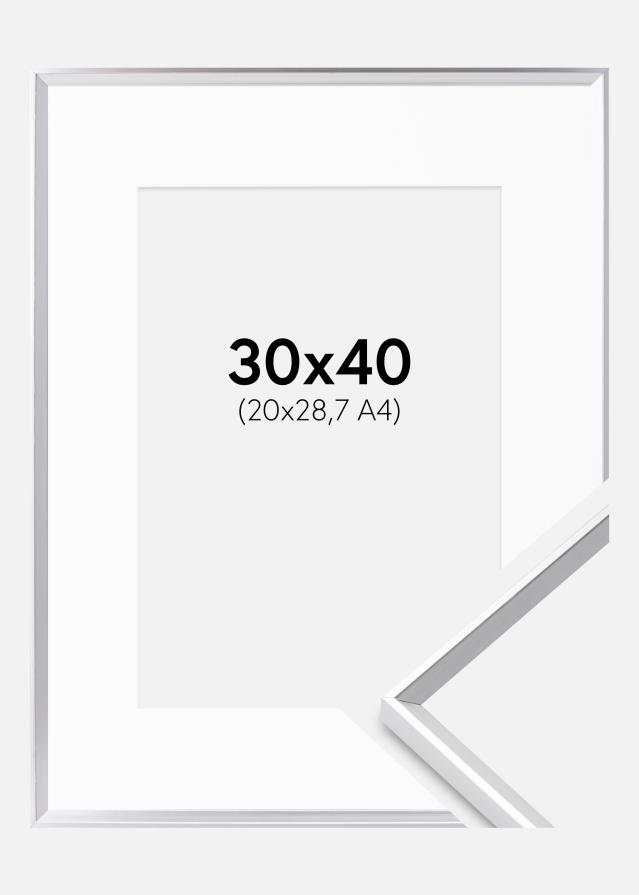 Rám Desire Strieborná 30x40 cm - Pasparta Biela 21x29,7 cm (A4)