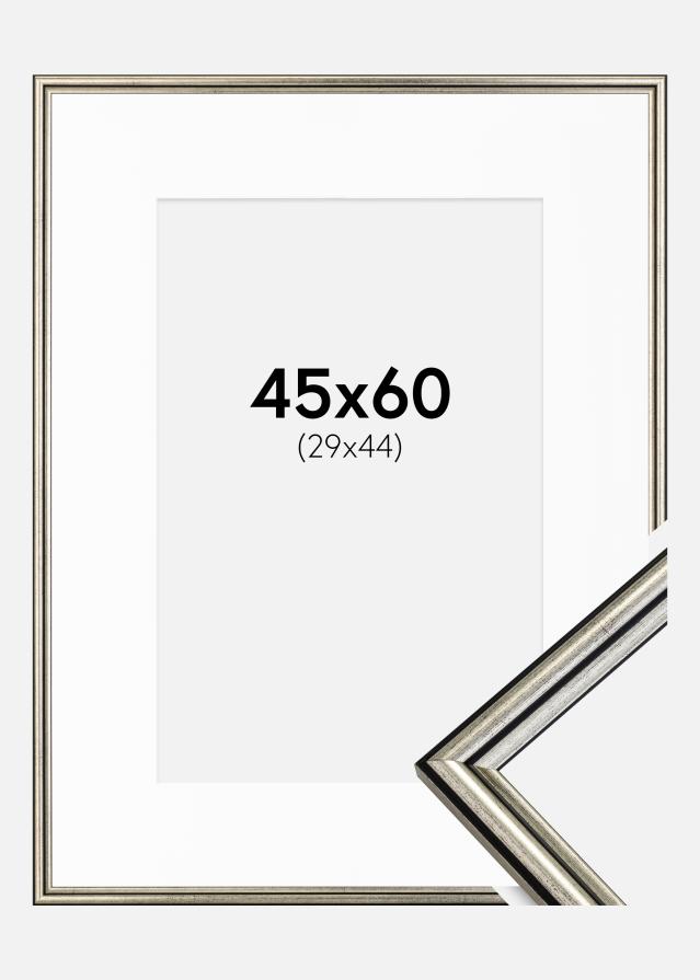 Rám Horndal Strieborná 45x60 cm - Pasparta Biela 30x45 cm