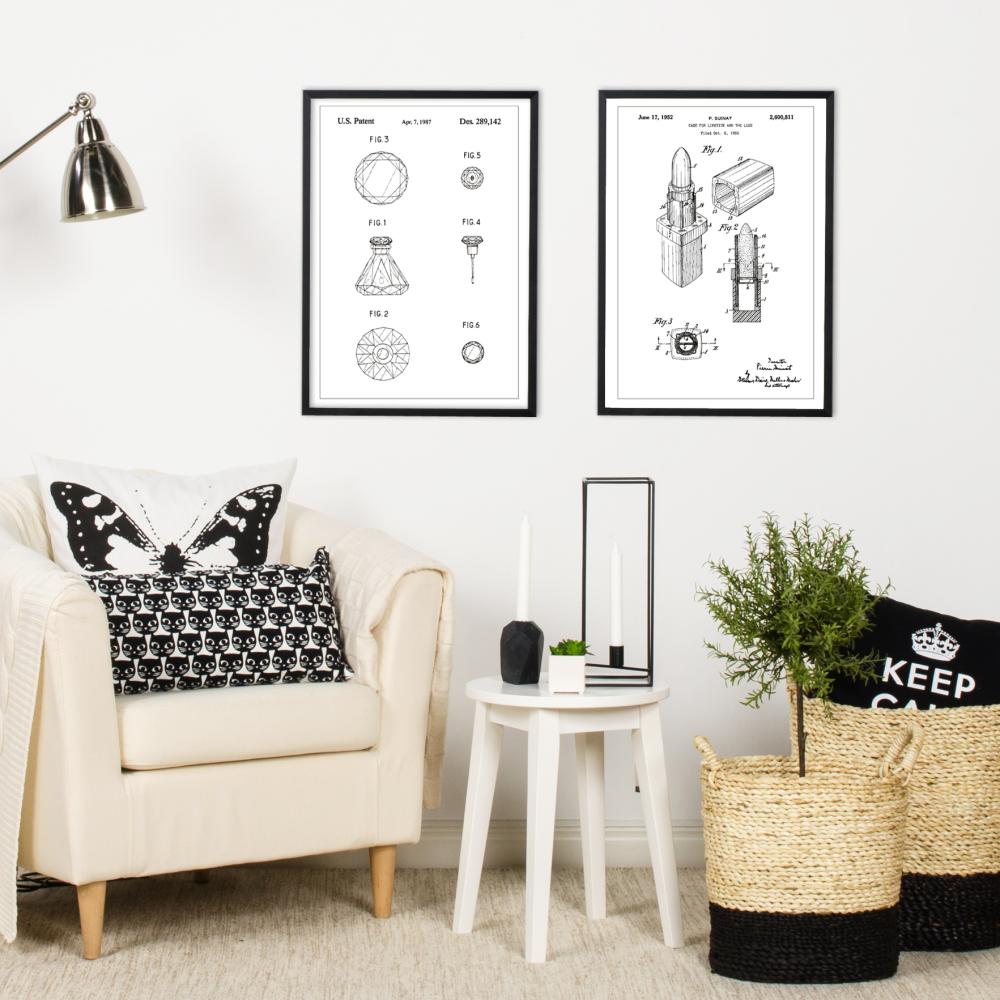 Motív patentov - Rúž - Biela Plagát