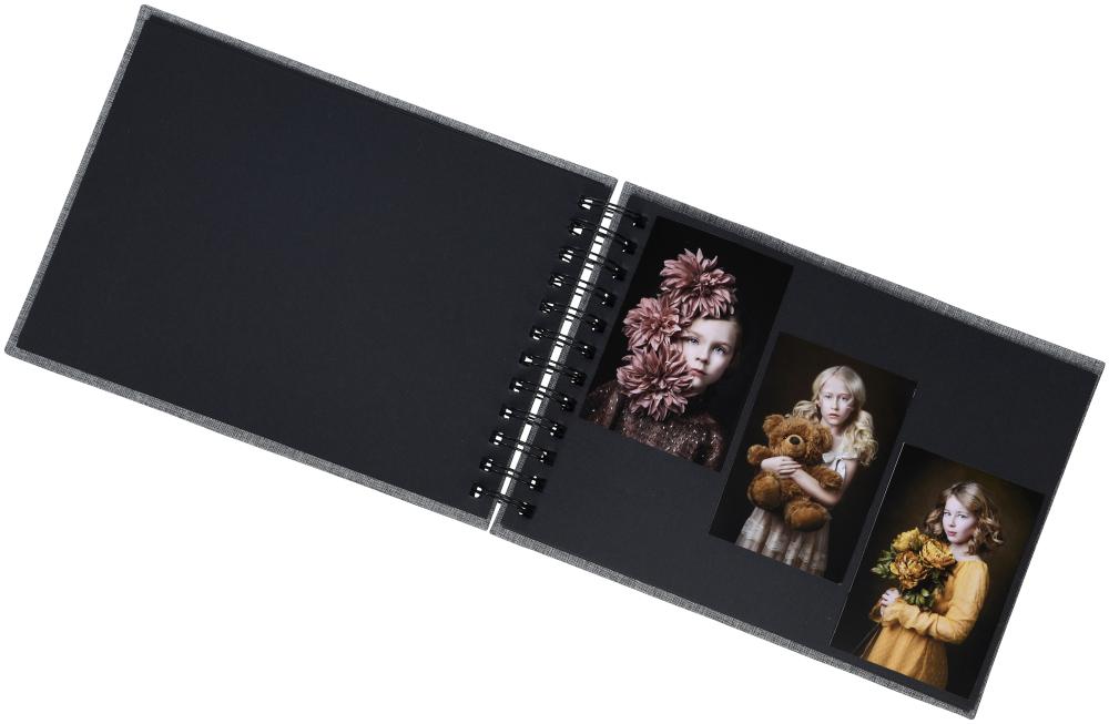 Base Line Plátno Wire-O Cierna 23x17 cm (40 Cierna Strany / 20 listov)