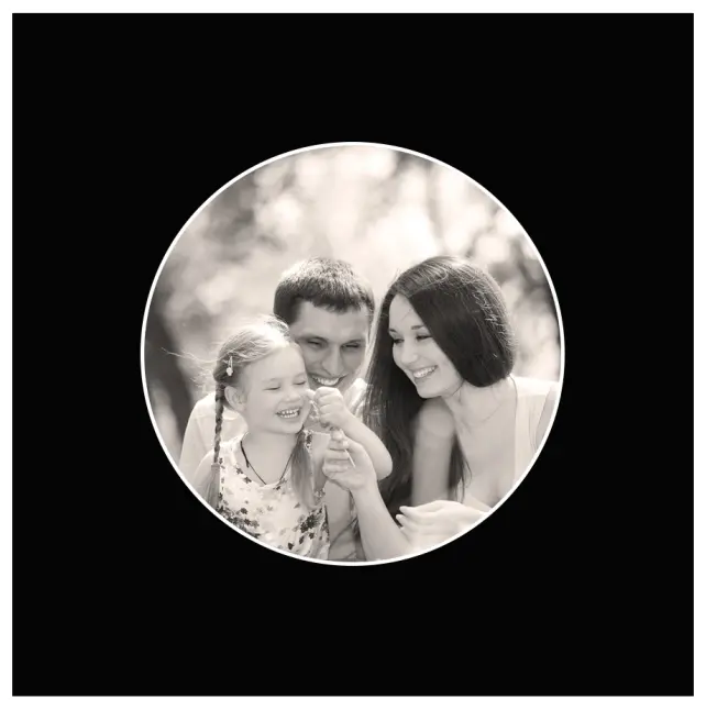 Pasparta Okrúhly Cierna 50x50 cm (39x39 cm)