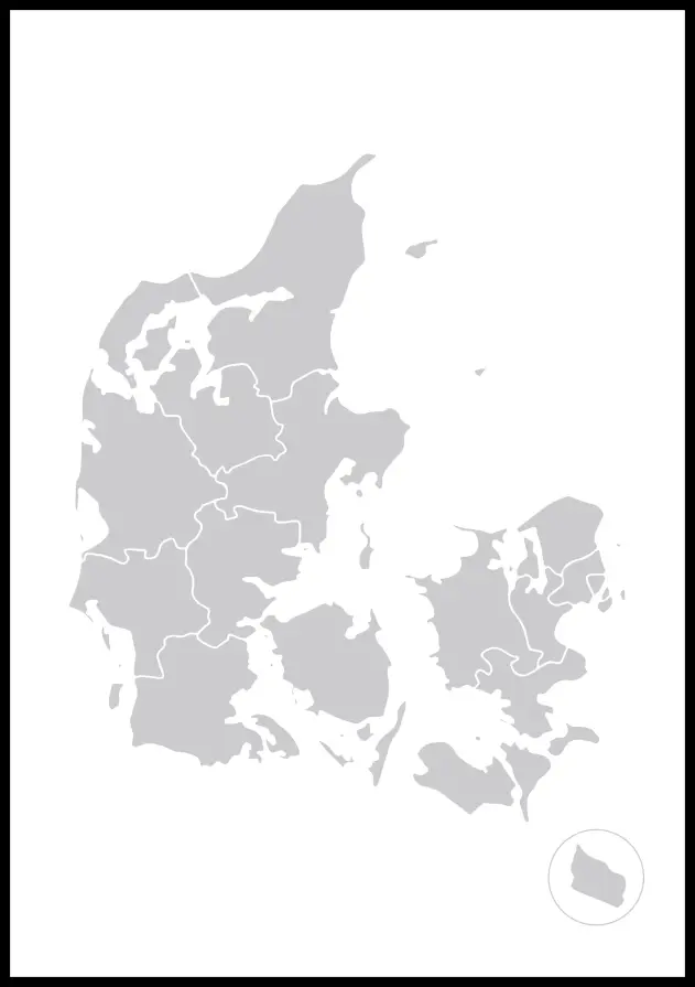 Mapa - Danmark - Sivá Plagát