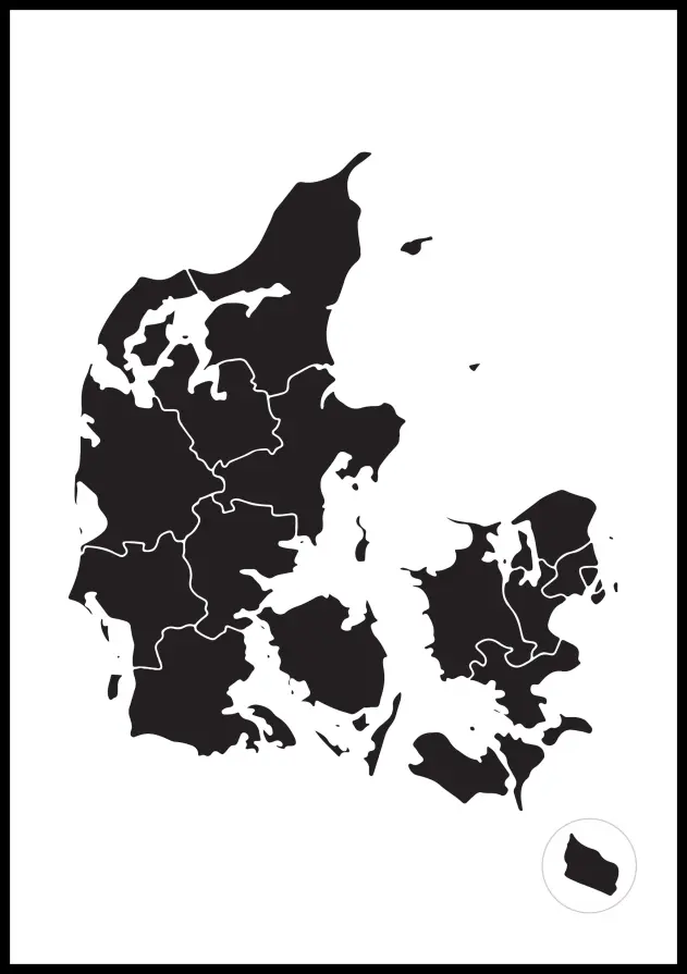 Mapa - Danmark - Cierna Plagát