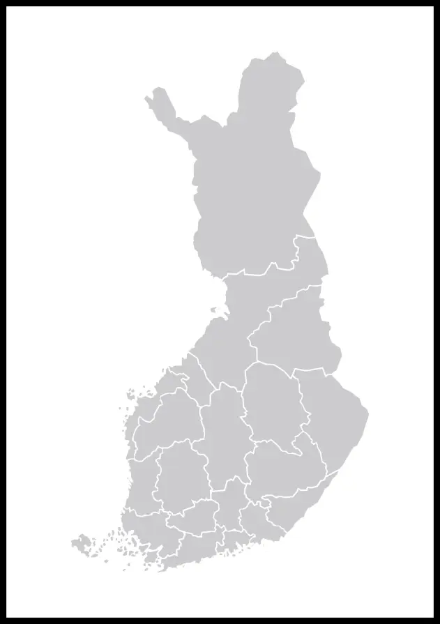 Mapa - Finland - Sivá Plagát