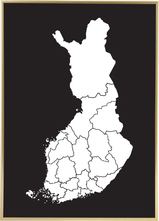 Mapa - Finland - Biela Plagát