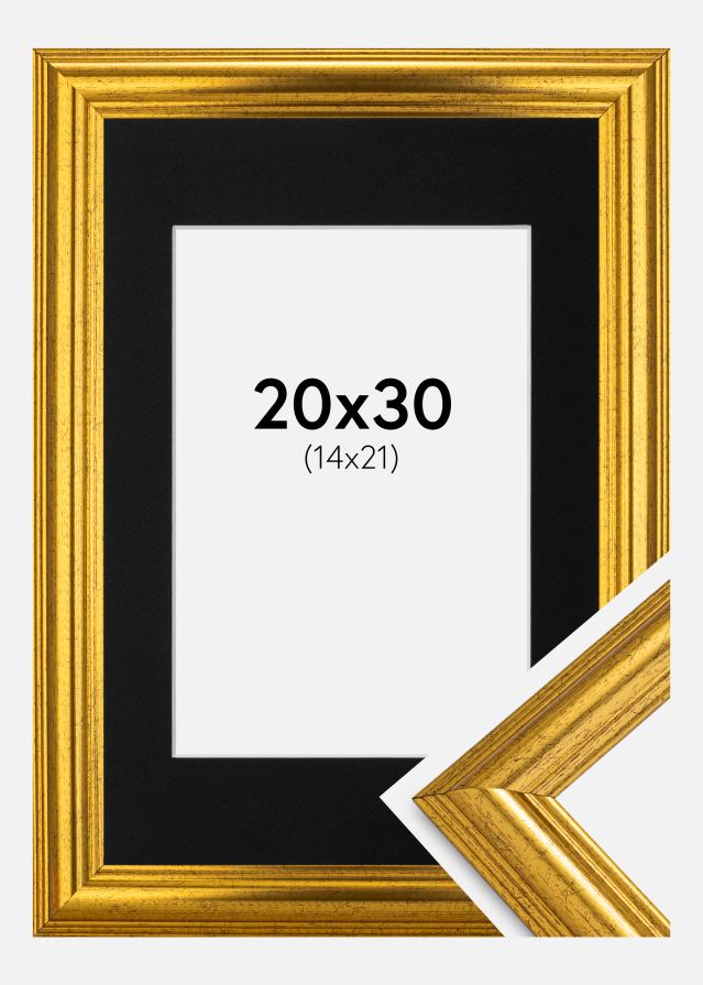 Rám Västkusten Zlatá 20x30 cm - Pasparta Cierna 15x22 cm