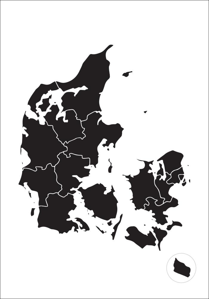 Mapa - Danmark - Cierna Plagát