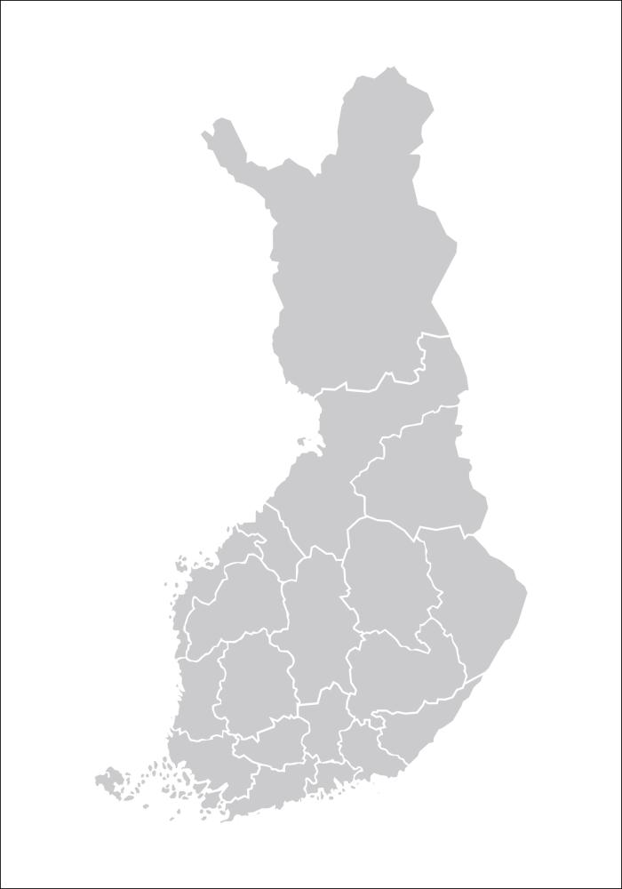 Mapa - Finland - Sivá Plagát