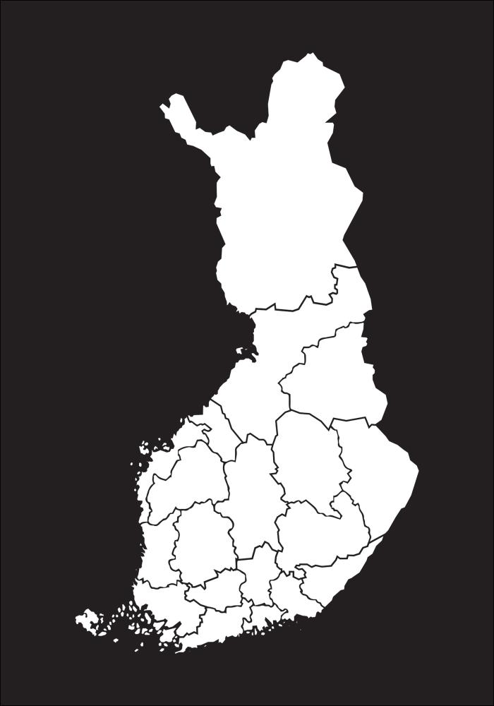 Mapa - Finland - Biela Plagát