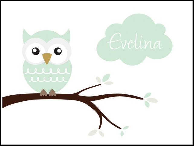 Owl Name Plagát Light Green
