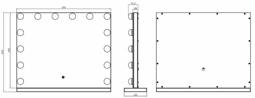 KAILA Kozmetické zrkadlo II Cierna - 50x42 cm