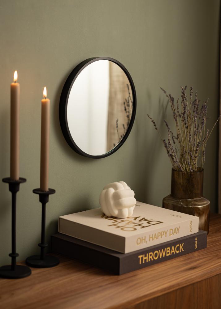 KAILA Okrúhly Zrkadlo Edge Black 30 cm Ø