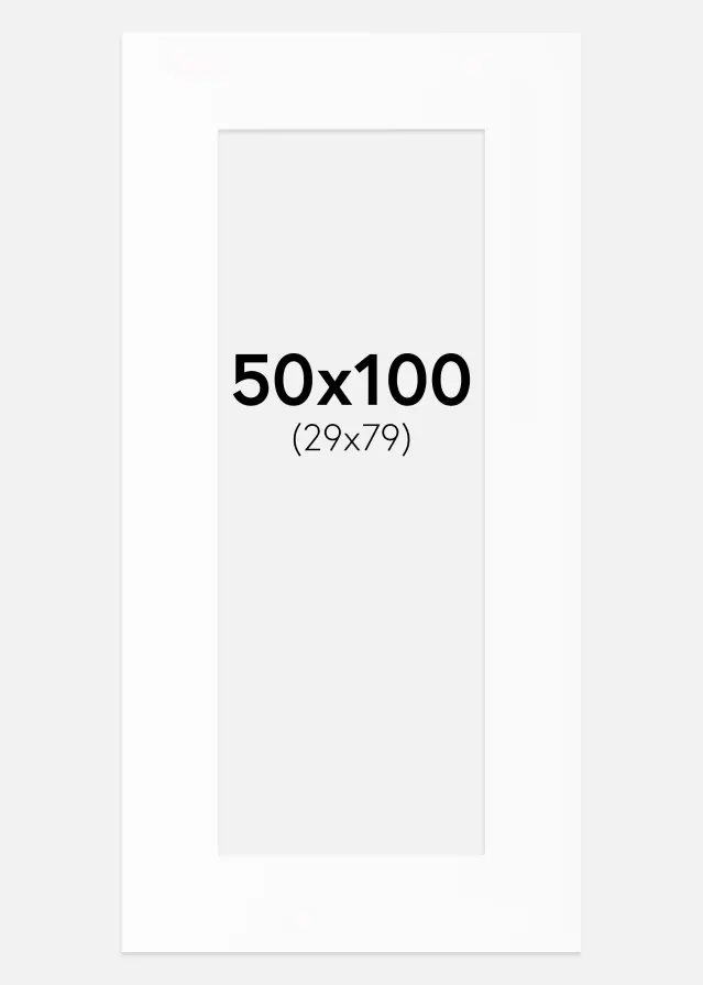 Pasparta Biela Štandardný Biely stred 50x100 cm (29x79)