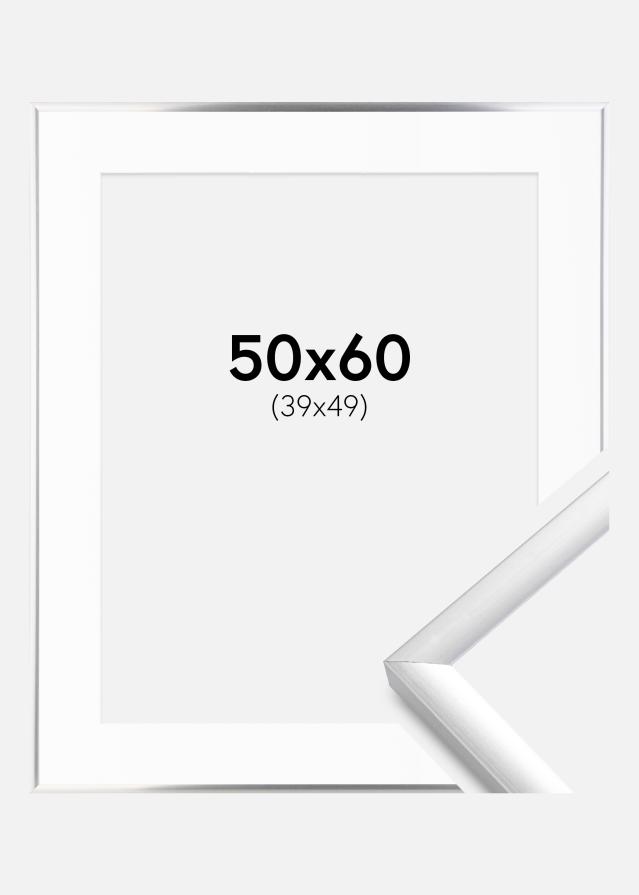 Rám New Lifestyle Strieborná 50x60 cm - Pasparta Biela 40x50 cm