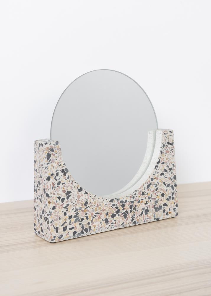 Stolové zrkadlo Terrazzo Biela 17 cm Ø