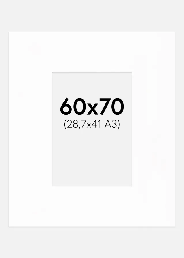 Pasparta XXL Štandardný Biela Biely stred 60x70 cm (28,7x41 - A3)