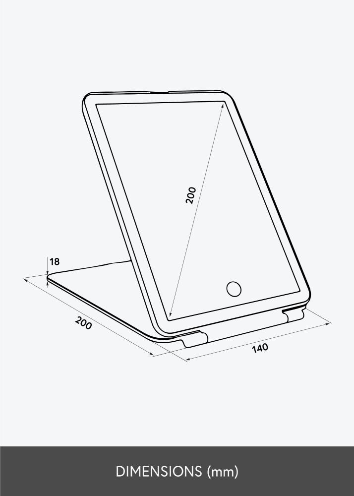 KAILA Kozmetické zrkadlo Travel LED Nabíjatelný Biela 14x20 cm