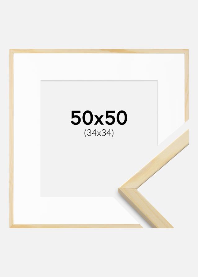 Rám Galant Borovicové drevo 50x50 cm - Pasparta Biela 35x35 cm
