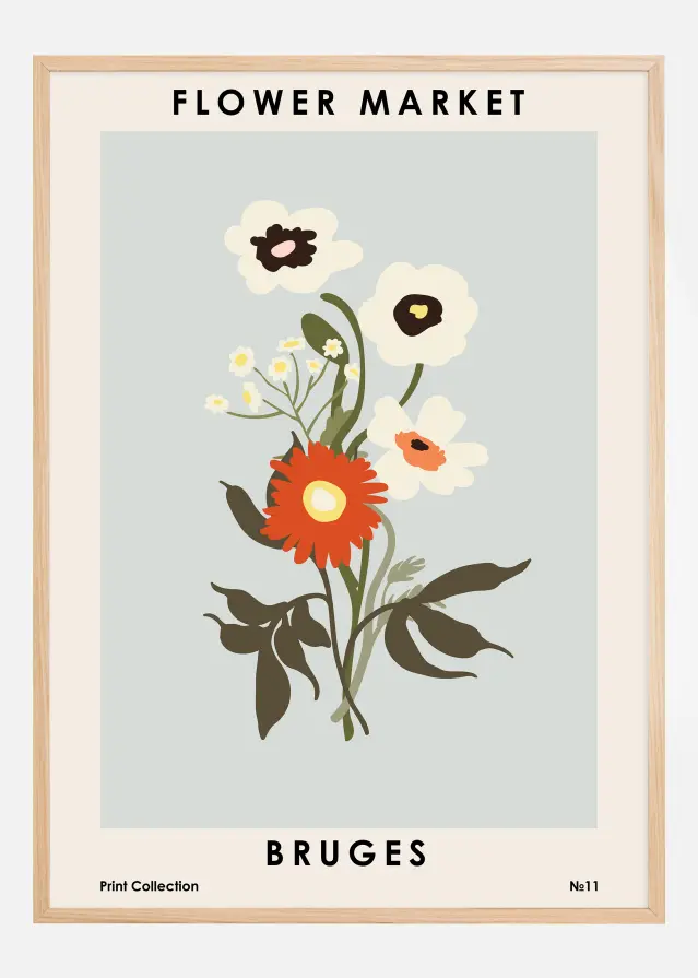 Flower Market Bruges Plagát