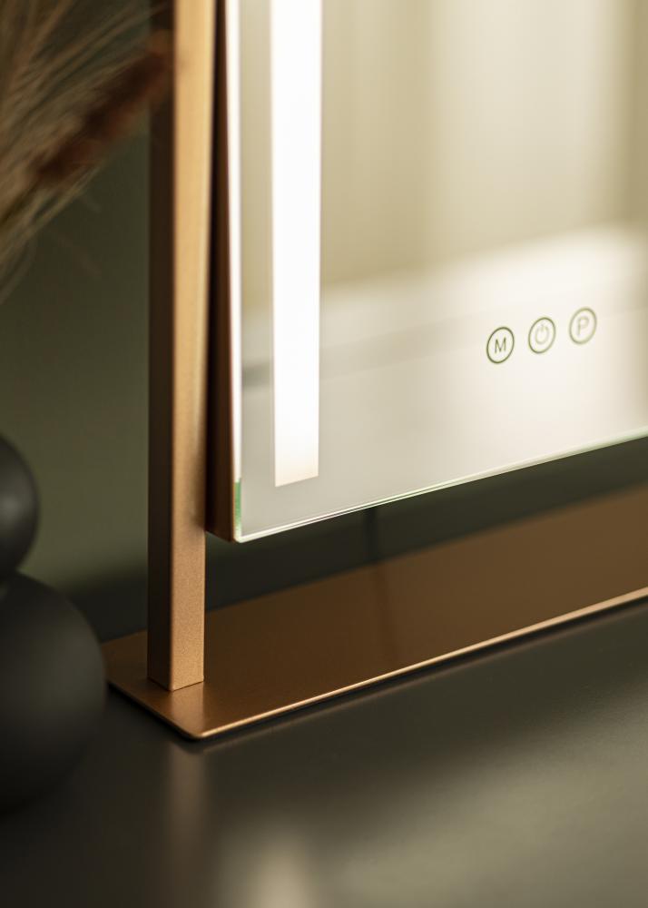 KAILA Kozmetické zrkadlo Stand LED Ružovo-zlatá 30x41 cm