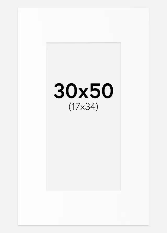 Pasparta Biela Štandardný Biely stred 30x50 cm (17x34)