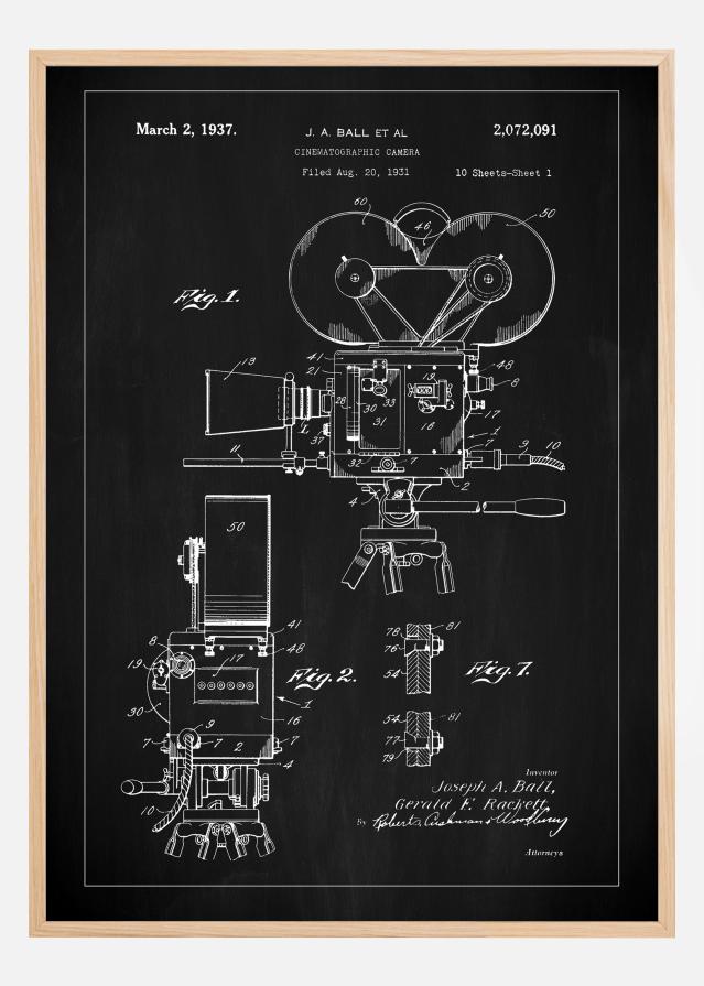 Patent Print - Cinematic Camera - Black Plagát