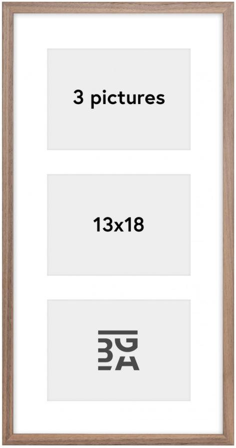 Edsbyn Multirám IX Svetlý orech - 3 Obrazy (13x18 cm)