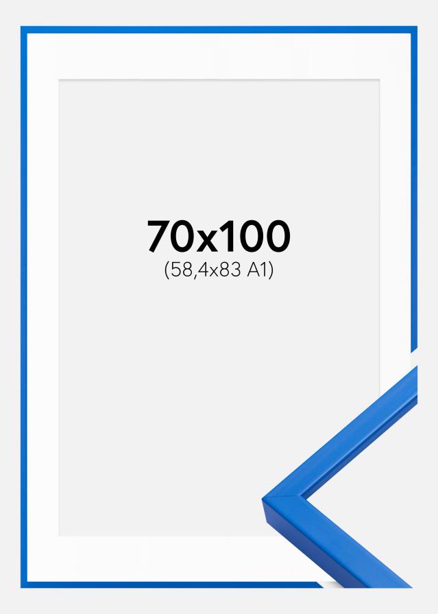 Rám E-Line Modrá farba 70x100 cm - Pasparta Biela 59,4x84 cm (A1)