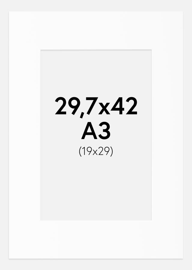 Pasparta Biela Štandardný Biely stred A3 29,7x42 cm (19x29)