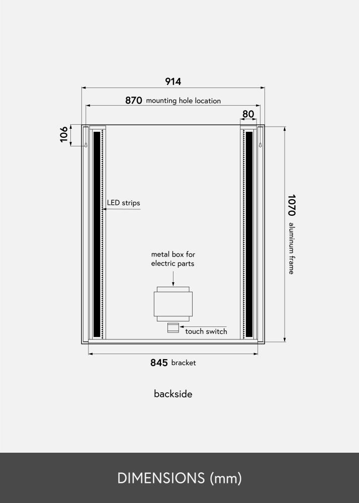 KAILA Zrkadlo Stripes LED 91x109 cm