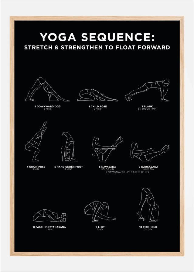 Yoga Sequence - Stretch & Strengthen To Float Forward - Black Plagát